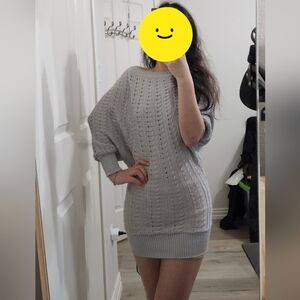 Armani Exchange Gray Cable Knit Sweater Dress